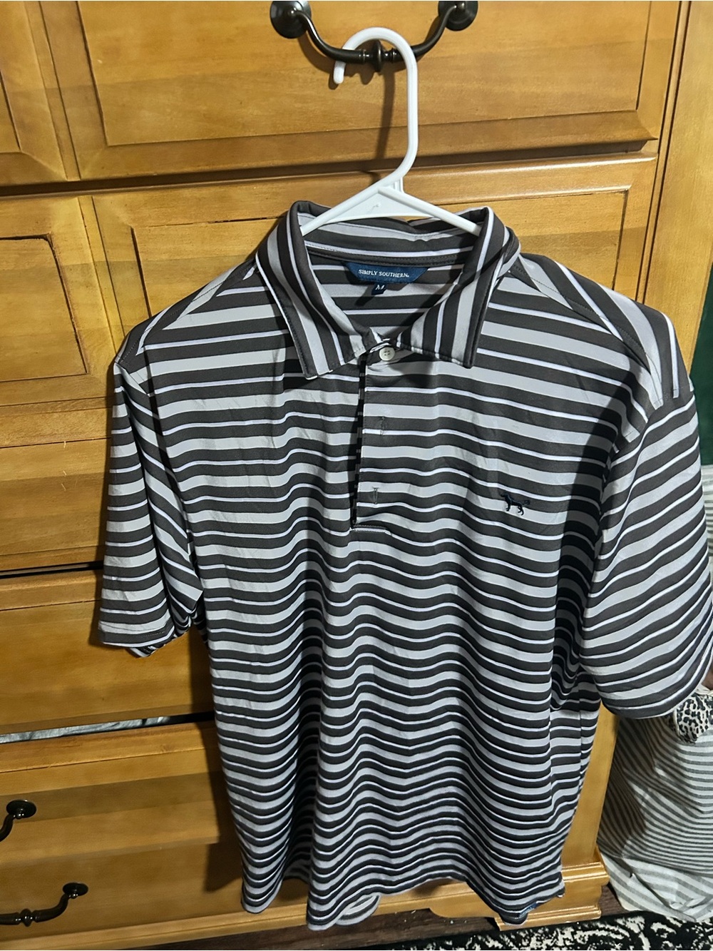 Simply Southern Black and White Striped Polo